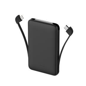 OKZU C0510T 5000mAh Black Power Bank built-in Lightning cable and Built-in Type-C cable can charge most smart phones.