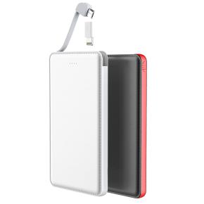 OKZU C0511 5000mAh Ultra Thin and Credit Card Power Bank Built-in Cable Battery Charger 