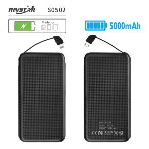 OKZU C0502 5000mAh Card Power Banks Built-in Lightning and Android 2 in 1 Cable Battery Charger
