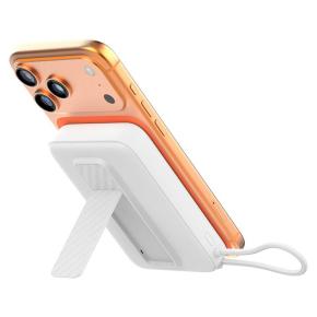 OKZU C1055 White 10,000mAh 15W Magnetic Wireless Power Bank Built-in Type-C Cable PD22.5W Fast Charge with Holder Function
