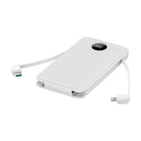 OKZU C1029 10,000mAh 22.5W Fast Charging White Portable Power Bank Built-in Type-C Cable and Lightning Cable  with digital display 
