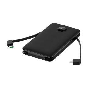 OKZU C1029 10,000mAh 22.5W Fast Charging Black Portable Power Bank Built-in Type-C Cable and Lightning Cable with digital display 