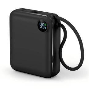 OKZU C1050 10,000mAh 22.5W Fast Charging Black Mini Size Power Bank Built-in Type-C Cable output/input and 18W quick charge input