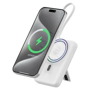 OKZU C1037 White 22.5W Fast Charging 10000mAh Magnetic 15W Wireless Power Bank built-in able iWatch Charger PD20W Portable Mobile Power