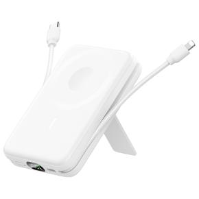 OKZU C1056 White 10,000mAh Magnetic Wireless Power Bank 4 Charging Modes Built-in 2 Cables LED Display Apple Watch Wireless Charging