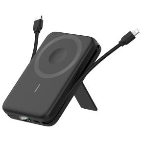OKZU C1056 Black 10,000mAh Magnetic Wireless Power Bank 4 Charging Modes Built-in 2 Cables LED Display Apple Watch Wireless Charging